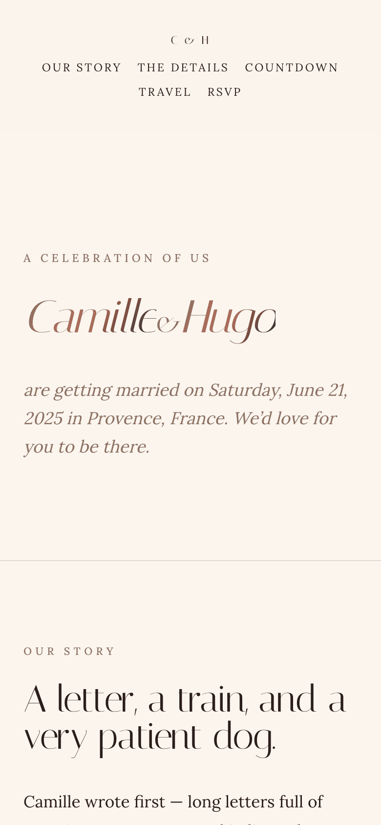 Camille & Hugo mobile preview