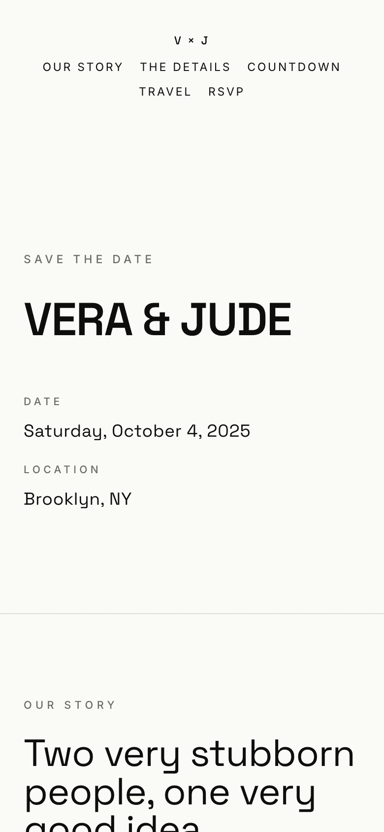 Vera & Jude mobile preview